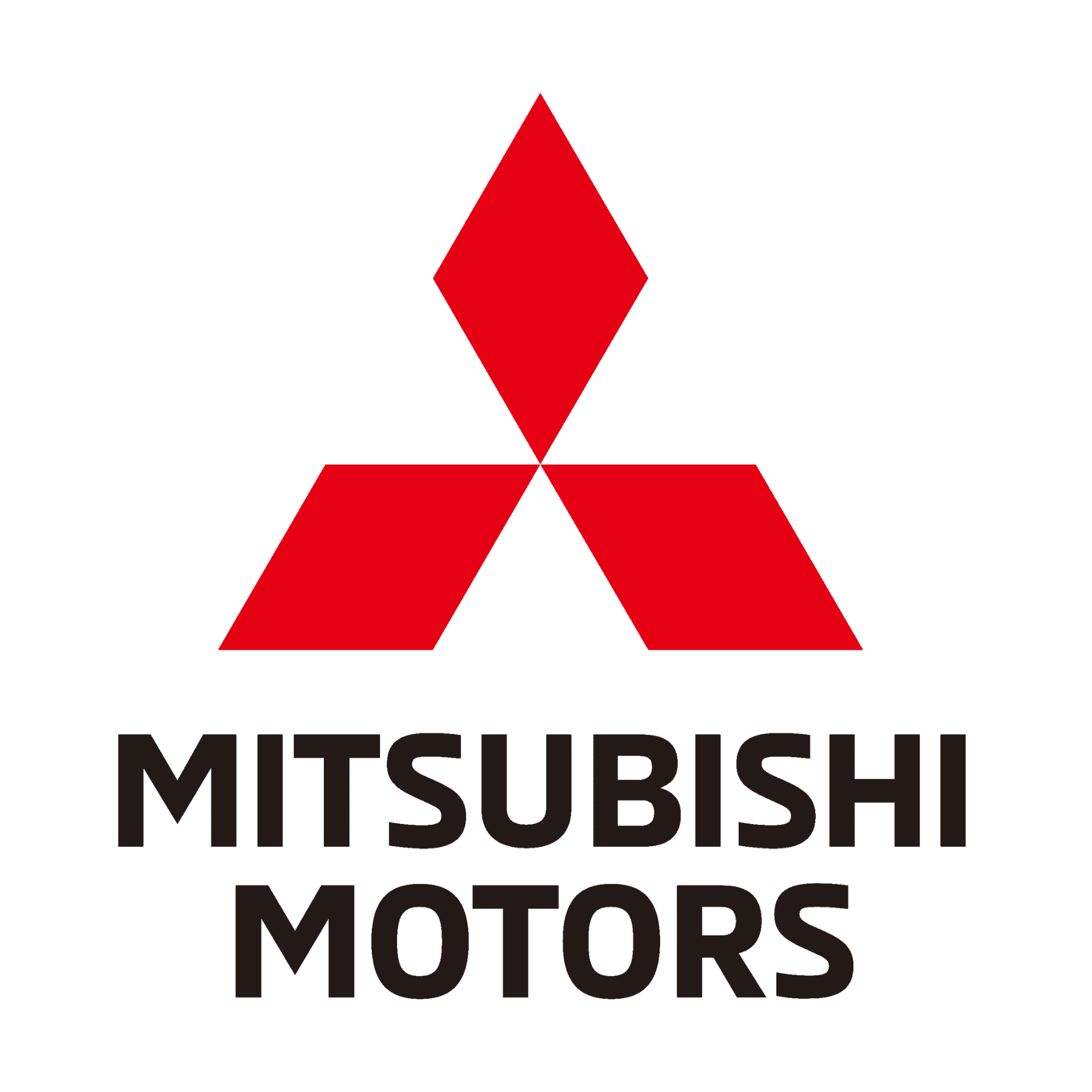 Untitled design (2) Mitsubishi logo featuring three red diamonds forming a triangular shape above the text "MITSUBISHI" in black capital letters.